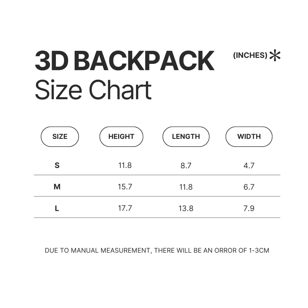 3D Backpack Size Chart - Honkai Impact 3rd Store