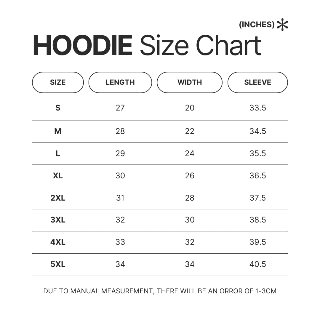 Hoodie Size Chart - Honkai Impact 3rd Store